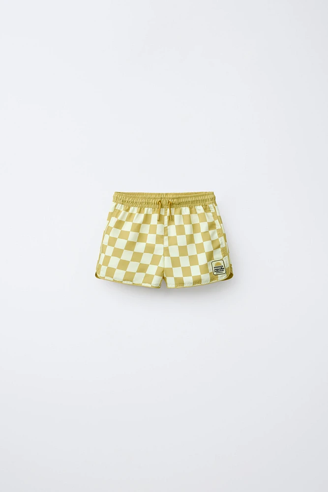 2-6 YEARS/ CHECKERBOARD SWIM SHORTS