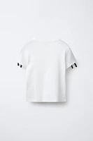 T-SHIRT À BANDES ET LACETS