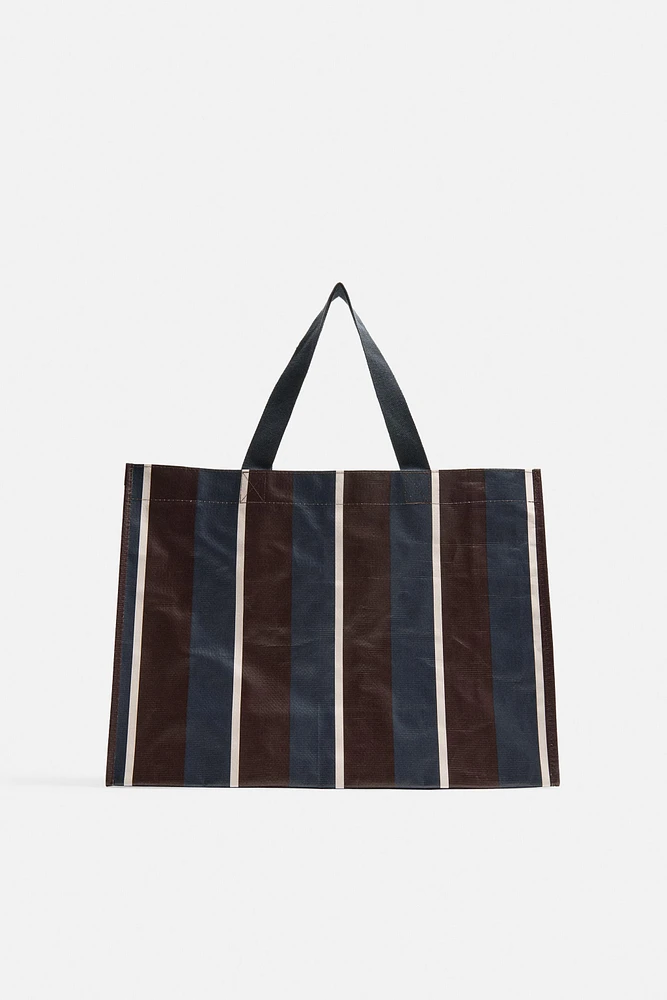 STRIPED SHOPPER BAG WITH POUCH