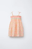 ROBE À BRETELLES ET ÉLASTIQUES FLEURS