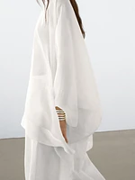 Semi-sheer long flowing shirt