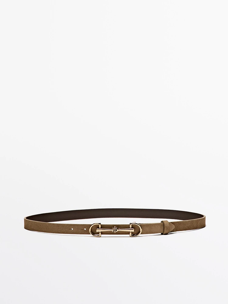 Equestrian split suede leather belt