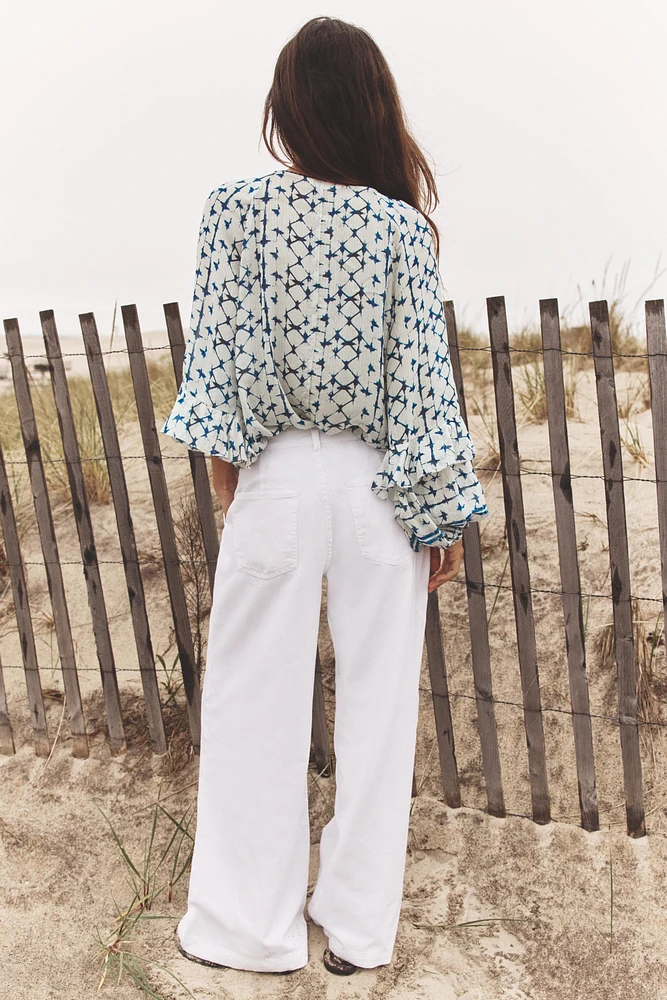BLOUSE IMPRIMÉE FIL MÉTALLISÉ