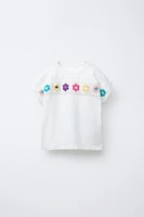 T-SHIRT FLEURS EN MAILLE CROCHET