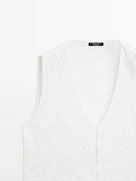 Veste sans manches brodée 100 % coton