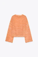RIBBED KNIT SWEATER WITH RIBBONS