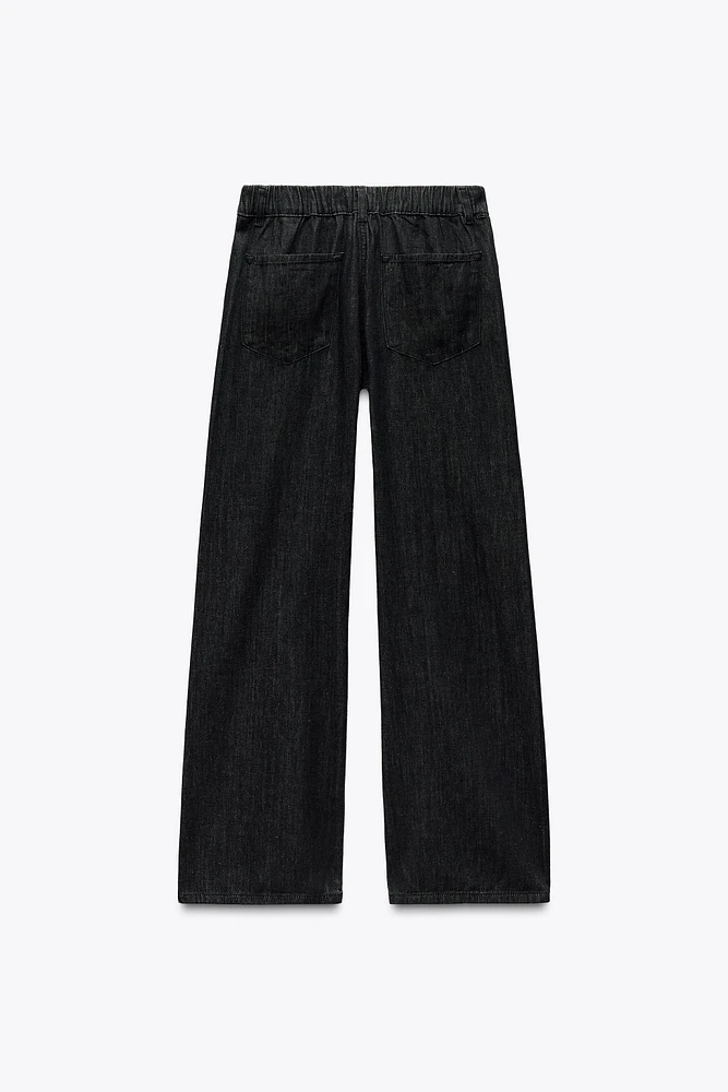 DENIM-EFFECT PAJAMA PANTS