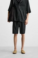 LINEN-VISCOSE OVERSIZED SHORTS