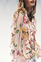 CHEMISE VOLANTS IMPRIMÉ FLEURI