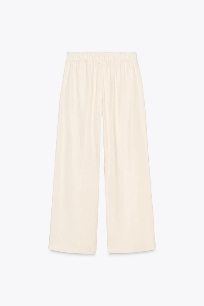 ELASTIC WAIST WIDE LEG PANTS