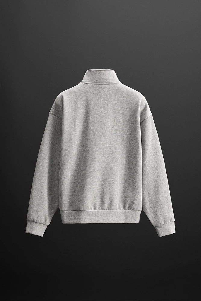 ZIP MOCK NECK SWEATSHIRT