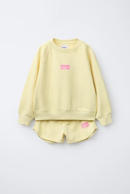 TEXT SWEATSHIRT AND BERMUDA SHORTS SET