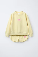 TEXT SWEATSHIRT AND BERMUDA SHORTS SET