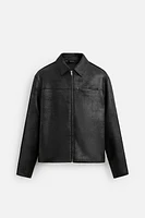 FAUX LEATHER WASHED JACKET