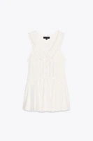 PLEATED PETER PAN COLLAR SHORT DRESS