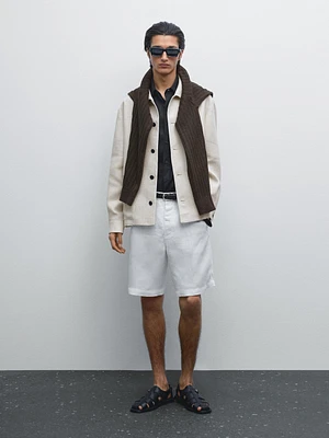 Bermuda semi-jogger 100 % lin