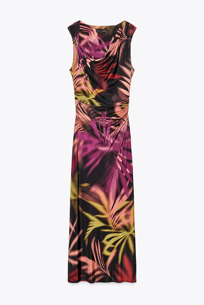 APPLIQUÉ PRINT MIDI DRESS