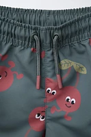 2-6 YEARS/ CHERRY PRINT SWIM SHORTS