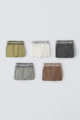 3-6 YEARS/ FIVE-PACK OF TEXT BOXERS