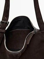 Split suede leather crossbody bag