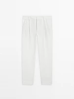 Pantalon à double pince 100 % lin