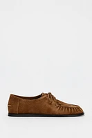 SOFT SUEDE LACED LOAFERS