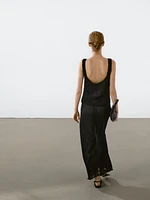 Jupe midi en maille ajourée