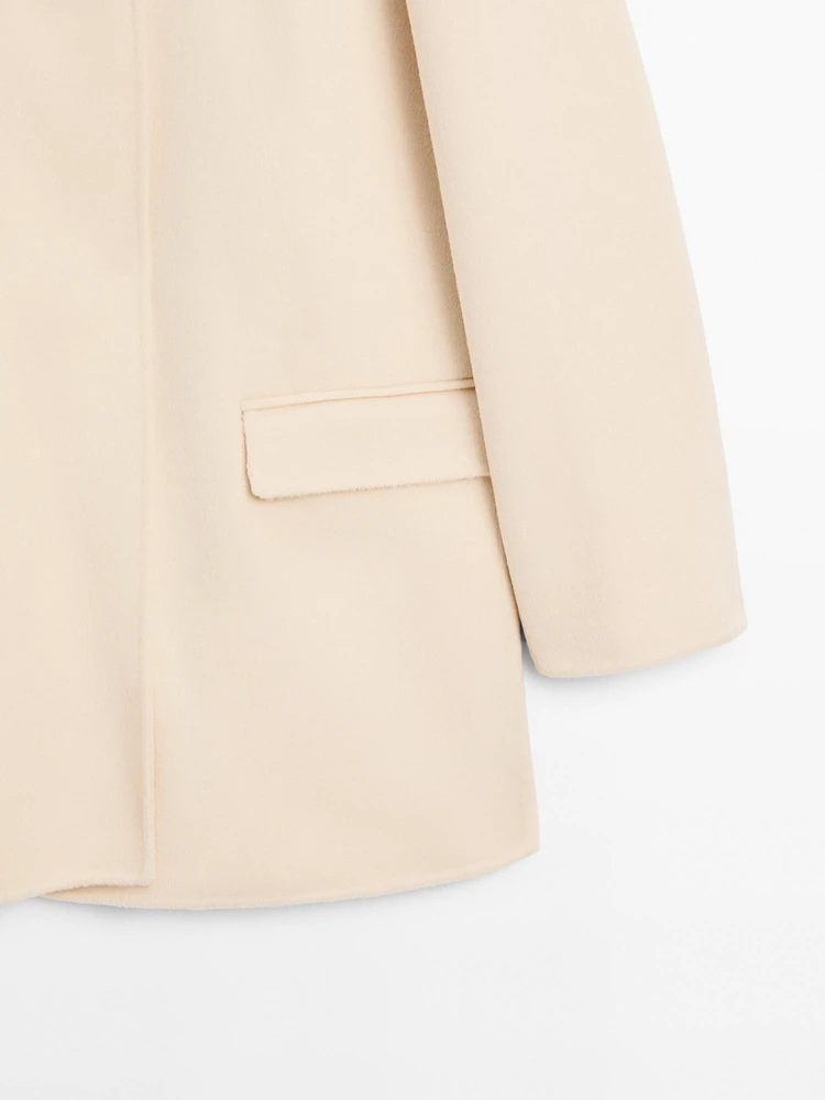 Manteau laine à col montant