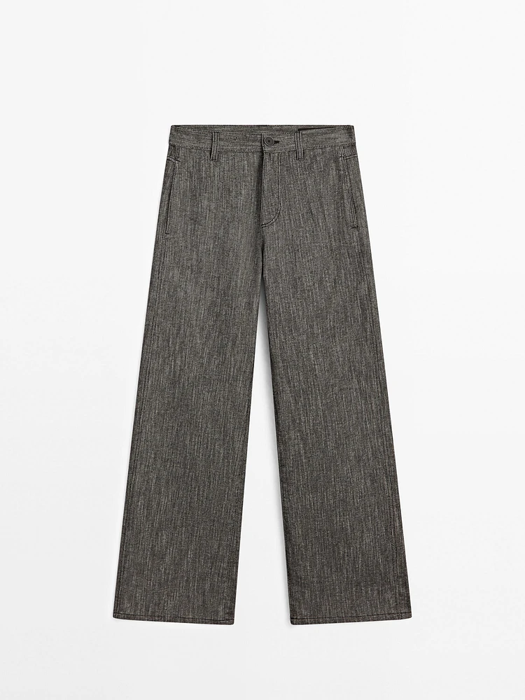 Cotton blend denim trousers
