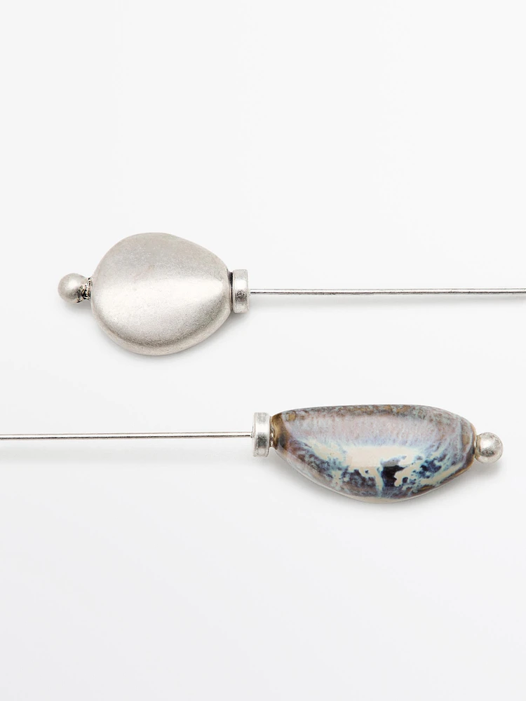 Broche pièce céramique feuille