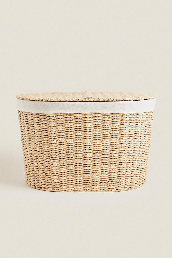 CORBEILLE À LINGE OVALE INTÉRIEUR TISSU