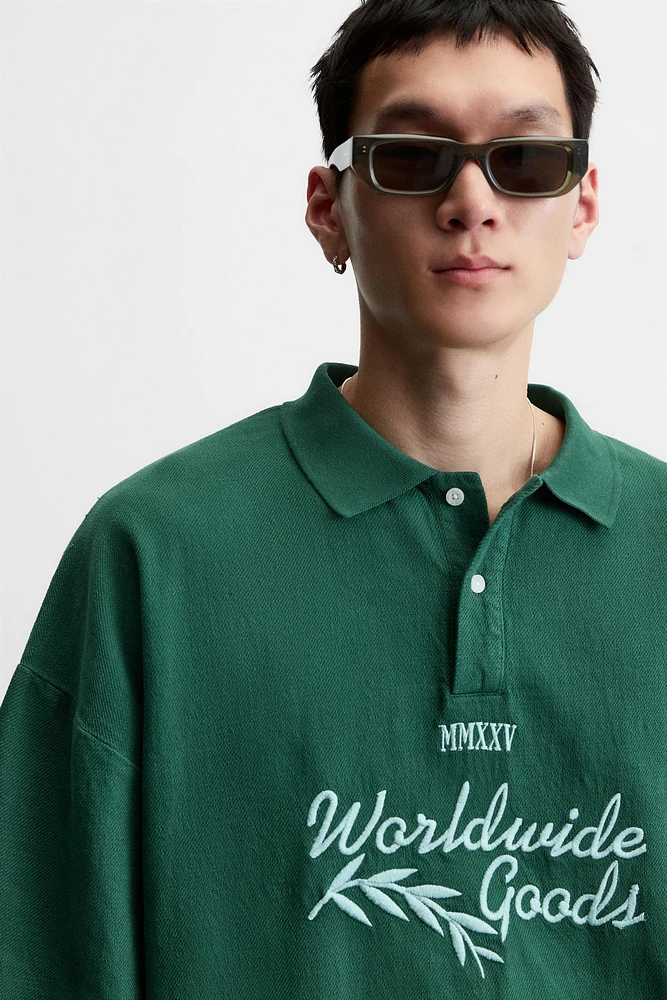EMBROIDERED BOXY FIT POLO SHIRT