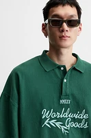 EMBROIDERED BOXY FIT POLO SHIRT