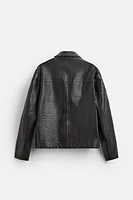 EMBOSSED LEATHER OVERSHIRT