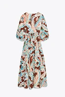 PRINTED POPLIN TIE DRESS