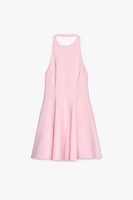 SHORT HALTER GODET DRESS