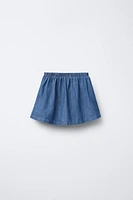 EMBROIDERED FLOWER DENIM SKORT