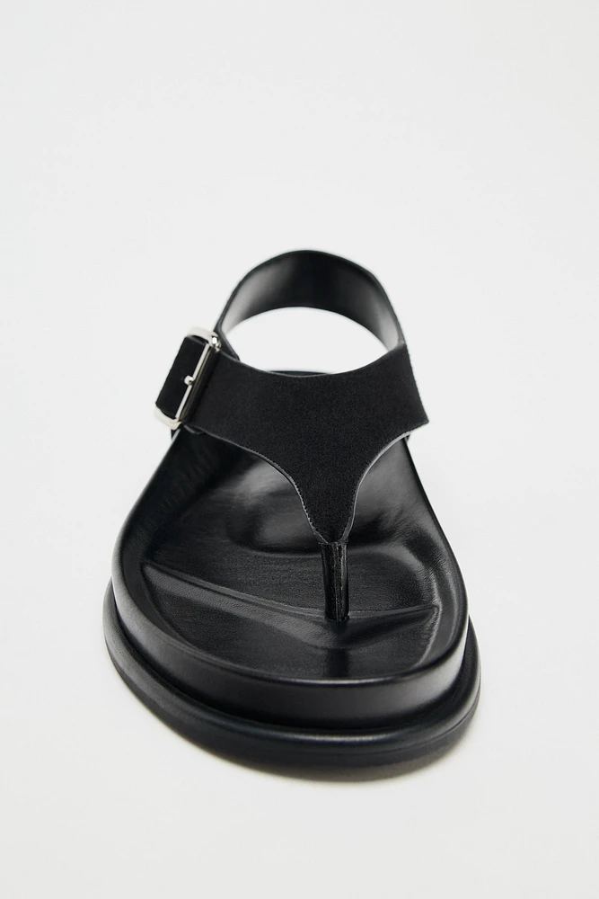 SUEDE FLAT SANDALS