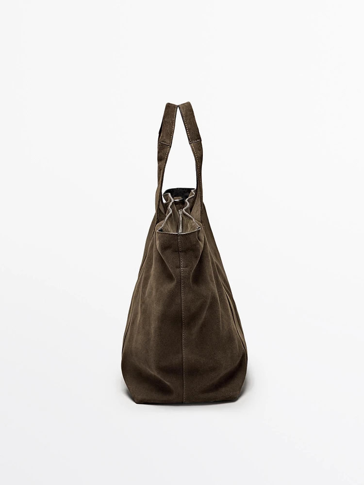 Sac cabas en croûte de cuir