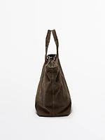 Sac cabas en croûte de cuir