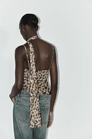 PRINTED TULLE SCARF BODYSUIT