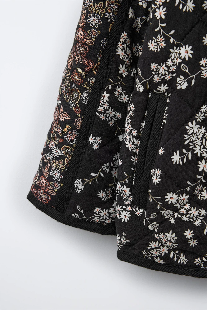 FLORAL PRINT QUILTED JACKET