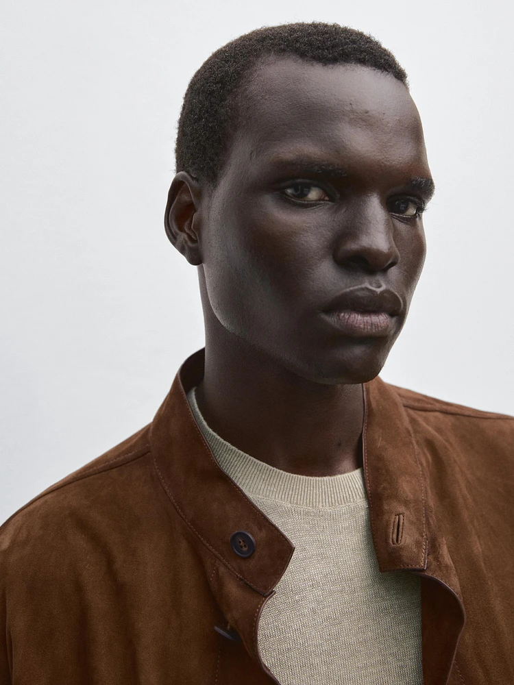 Veste en cuir finition daim