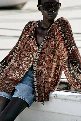 METALLIC THREAD PRINT BLOUSE