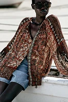 METALLIC THREAD PRINT BLOUSE