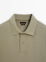 Microtextured cotton piqué polo shirt