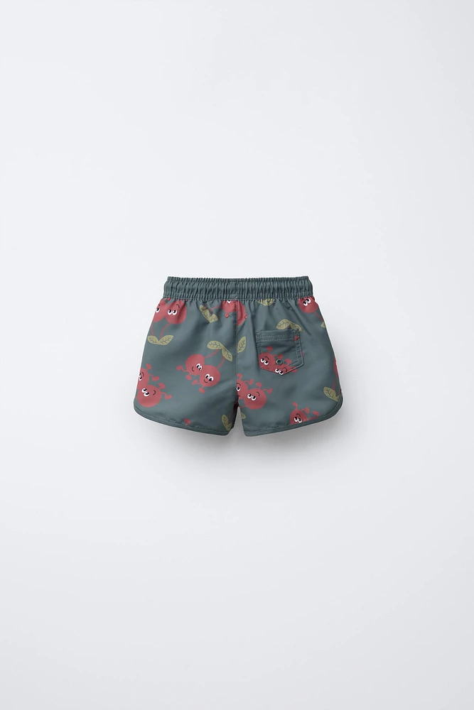 2-6 YEARS/ CHERRY PRINT SWIM SHORTS