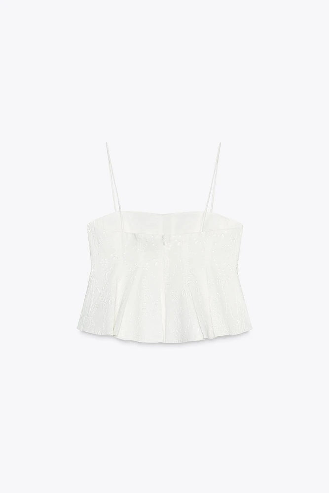 ZW COLLECTION EMBROIDERED GODET TOP