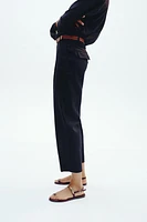 LINEN STRAIGHT LEG PANTS WITH BELT