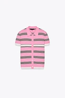 STRIPED KNIT POLO SHIRT